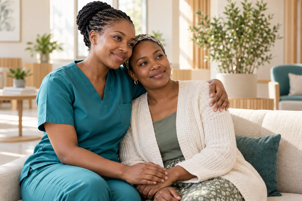 Supportive care for a woman at a private clinic